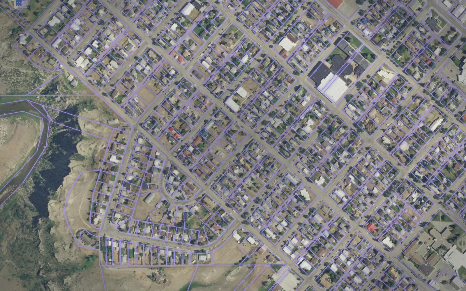Parcel boundaries over aerial imagery of Glacier County, Montana