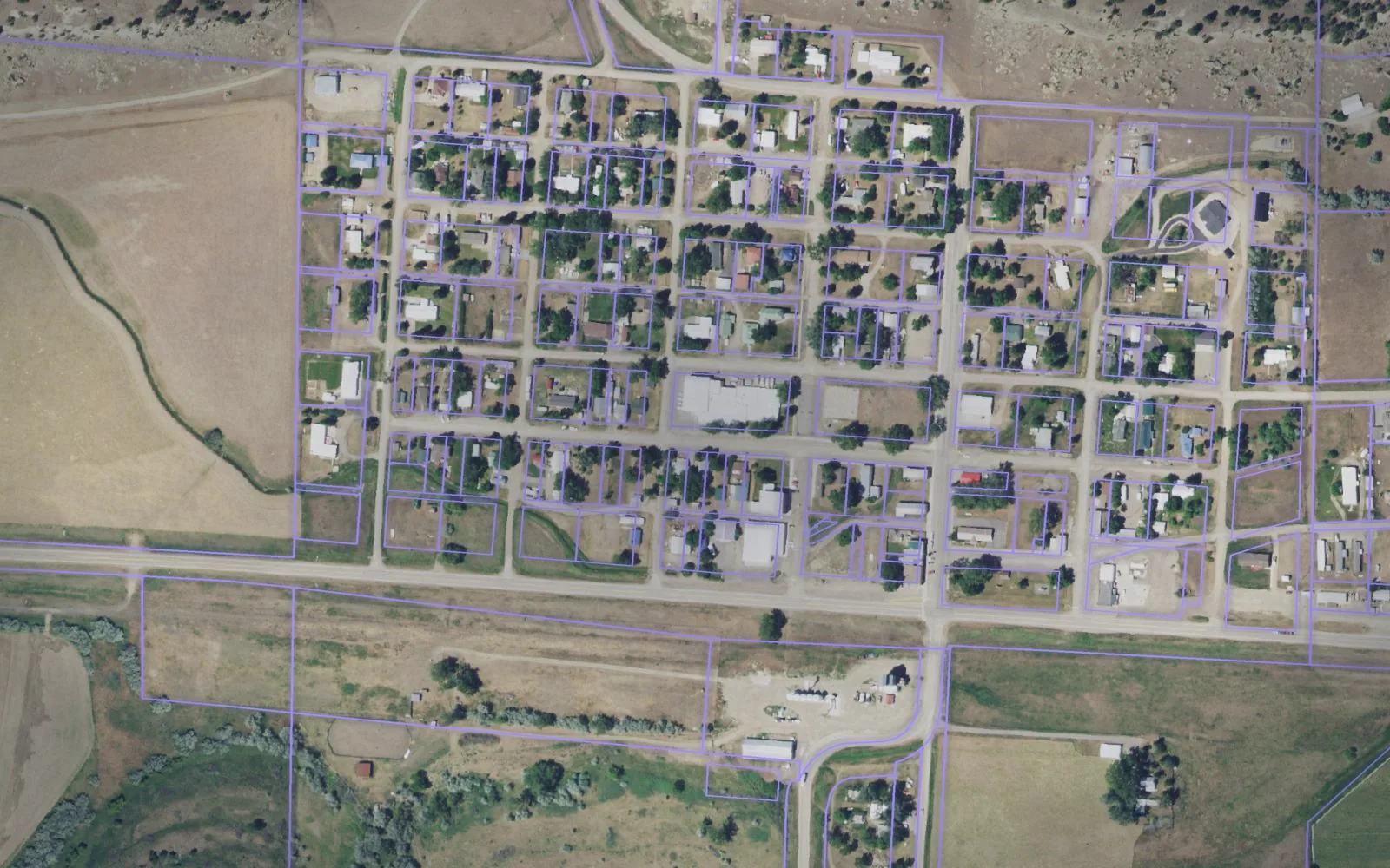 Parcel boundaries over aerial imagery of Golden Valley County, Montana