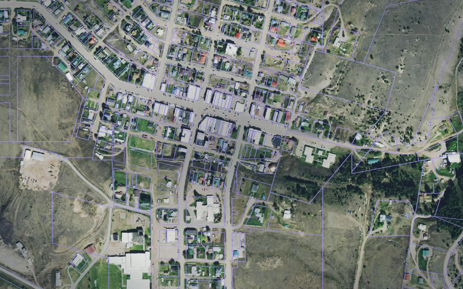 Parcel boundaries over aerial imagery of Granite County, Montana