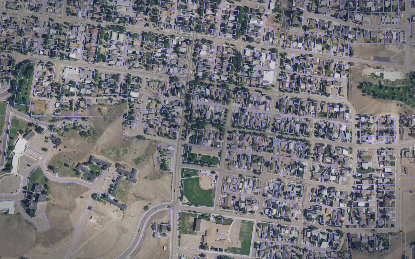 Parcel boundaries over aerial imagery of Hill County, Montana