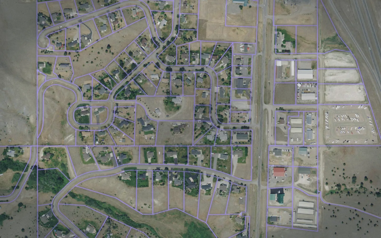 Parcel boundaries over aerial imagery of Jefferson County, Montana