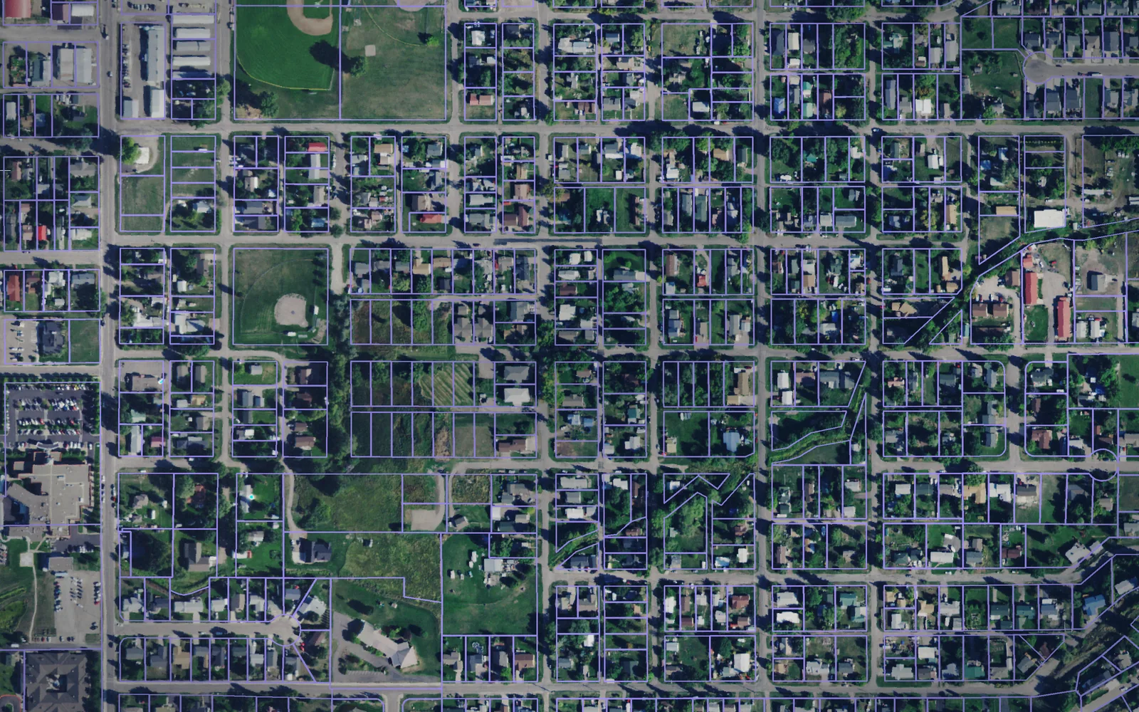 Parcel boundaries over aerial imagery of Lake County, Montana