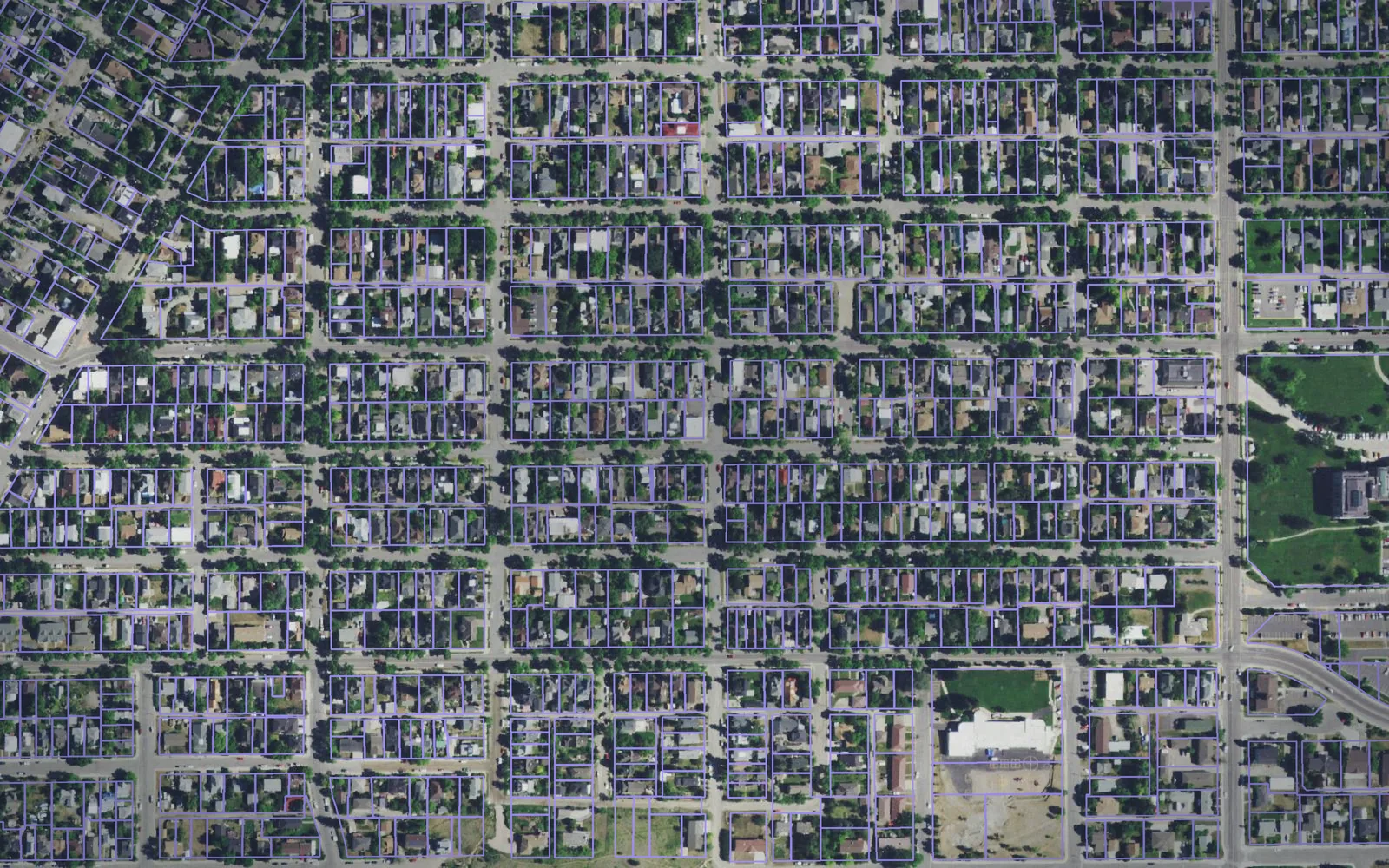 Parcel boundaries over aerial imagery of Lewis and Clark County, Montana