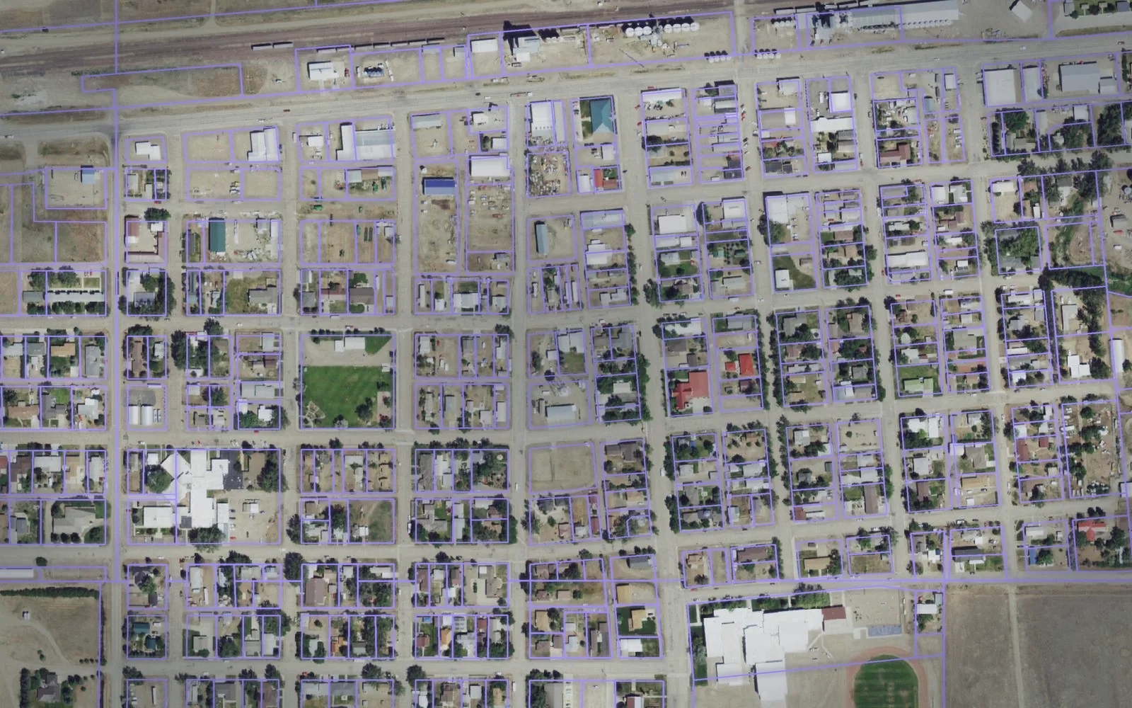 Parcel boundaries over aerial imagery of Liberty County, Montana