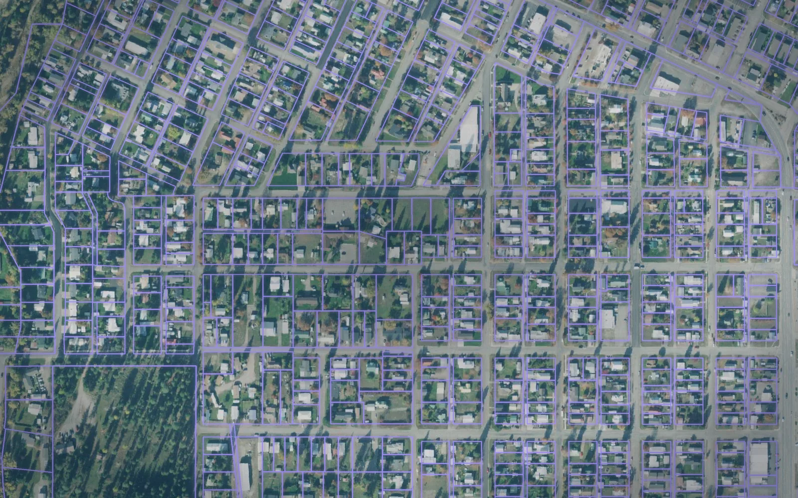 Parcel boundaries over aerial imagery of Lincoln County, Montana