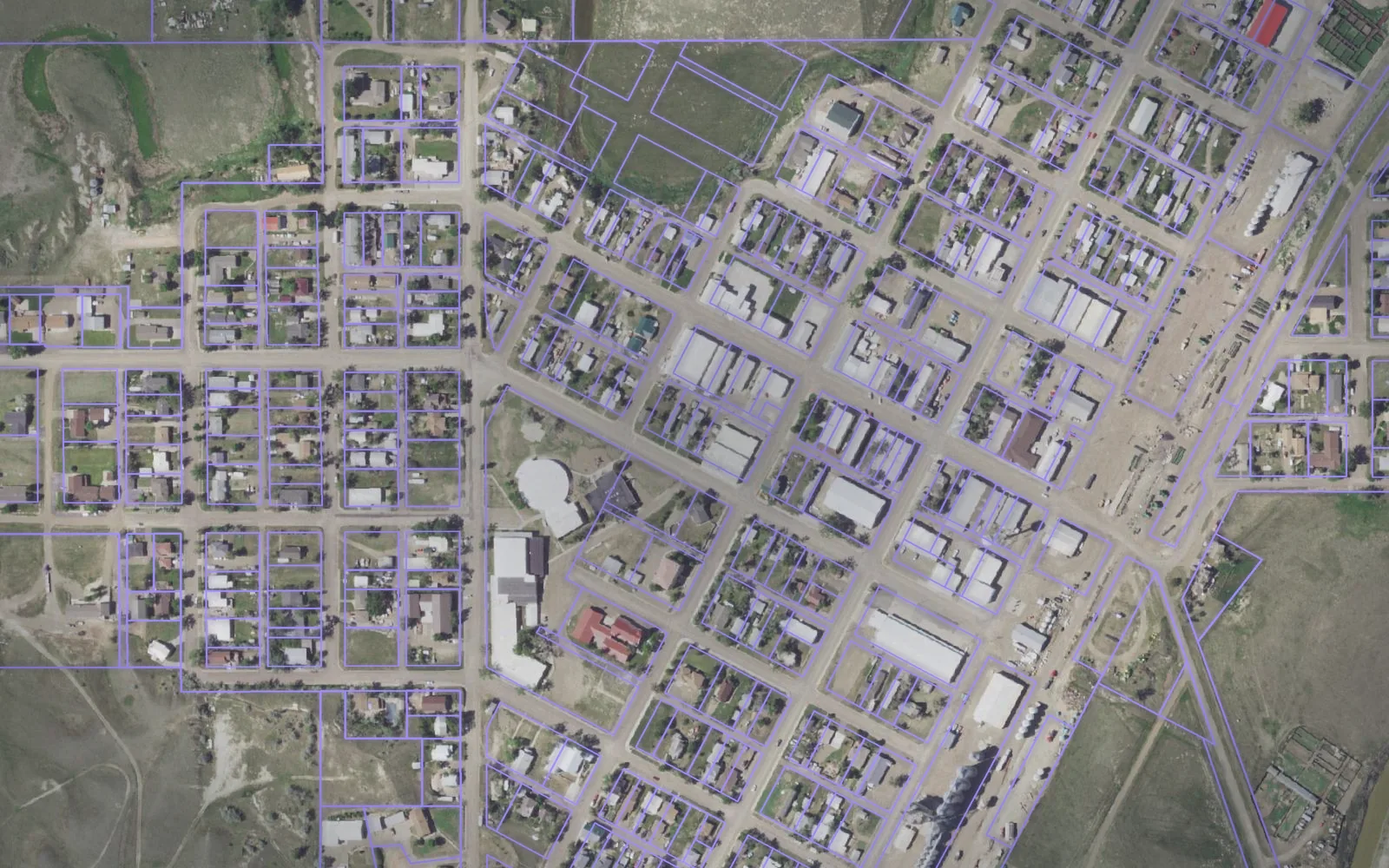 Parcel boundaries over aerial imagery of McCone County, Montana