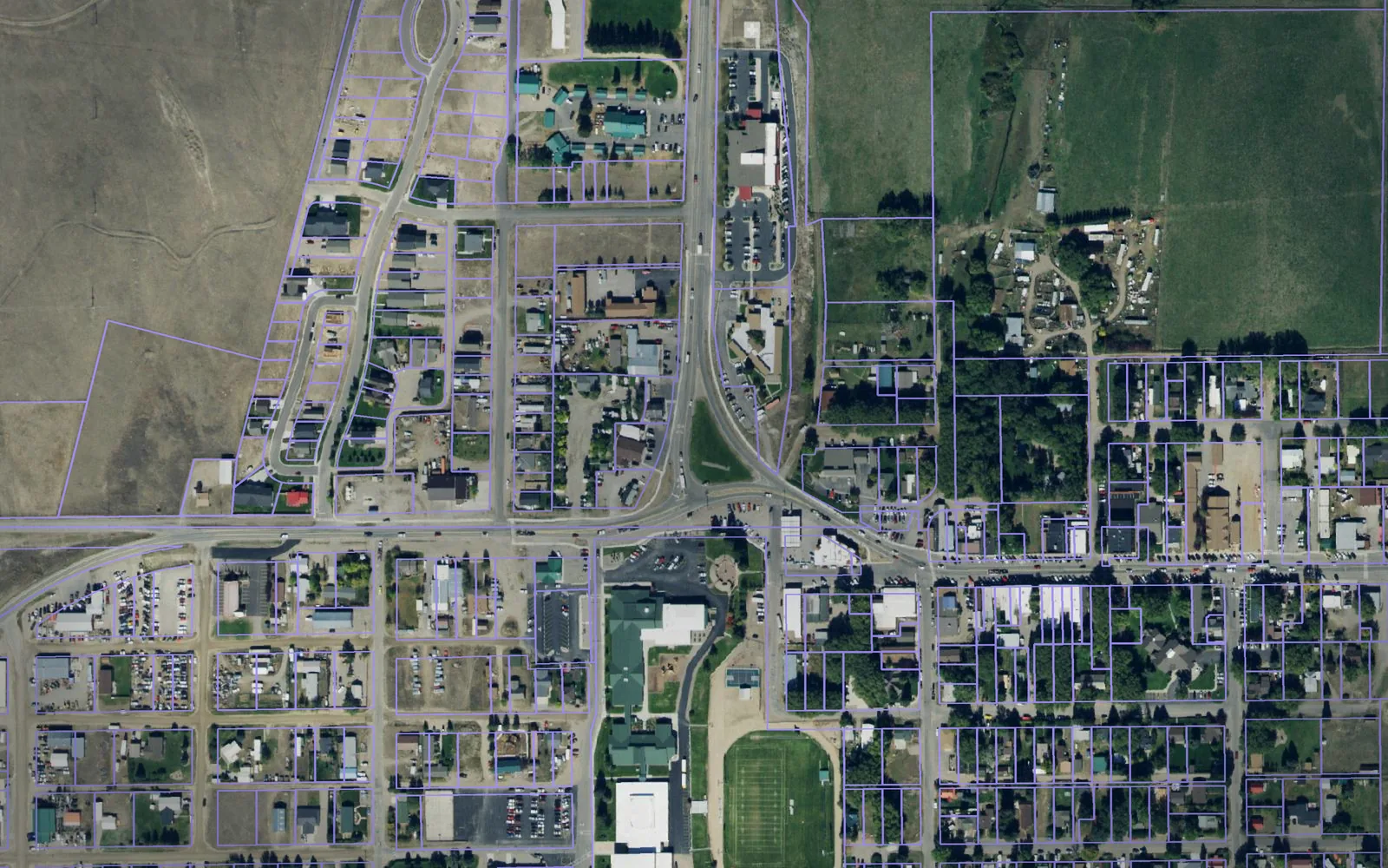 Parcel boundaries over aerial imagery of Madison County, Montana
