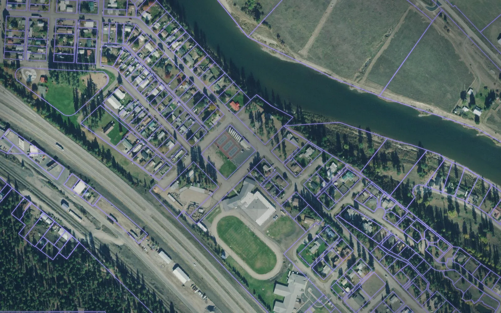 Parcel boundaries over aerial imagery of Mineral County, Montana
