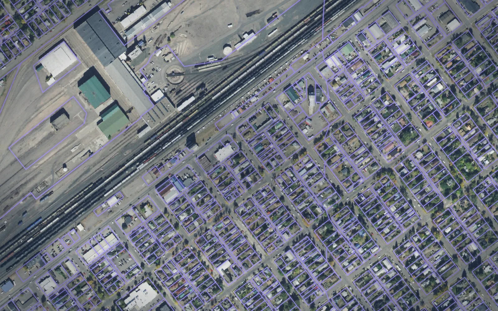 Parcel boundaries over aerial imagery of Park County, Montana