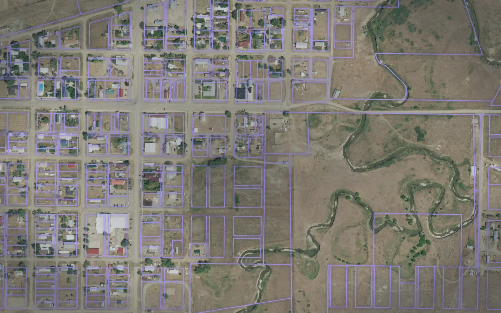 Parcel boundaries over aerial imagery of Petroleum County, Montana