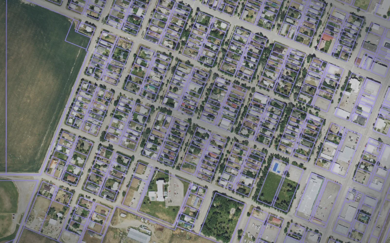 Parcel boundaries over aerial imagery of Pondera County, Montana