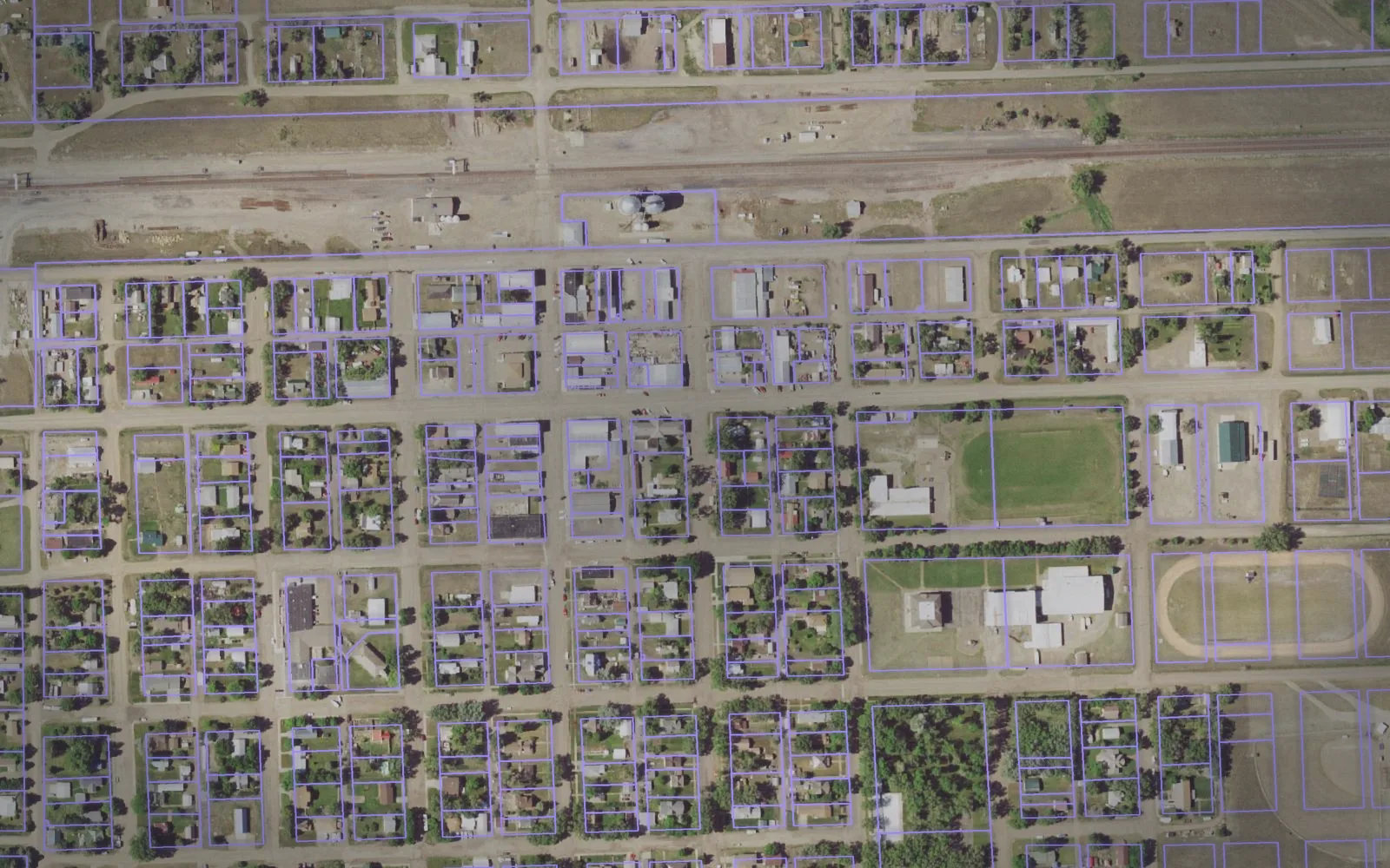 Parcel boundaries over aerial imagery of Prairie County, Montana
