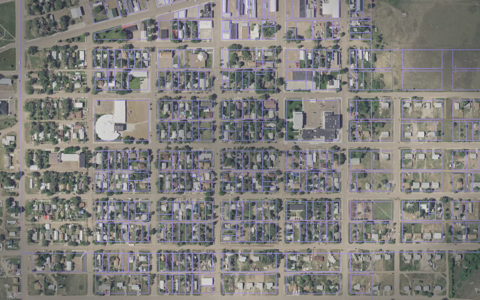 Parcel boundaries over aerial imagery of Roosevelt County, Montana