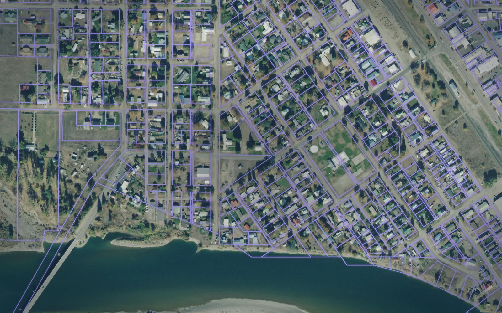 Parcel boundaries over aerial imagery of Sanders County, Montana
