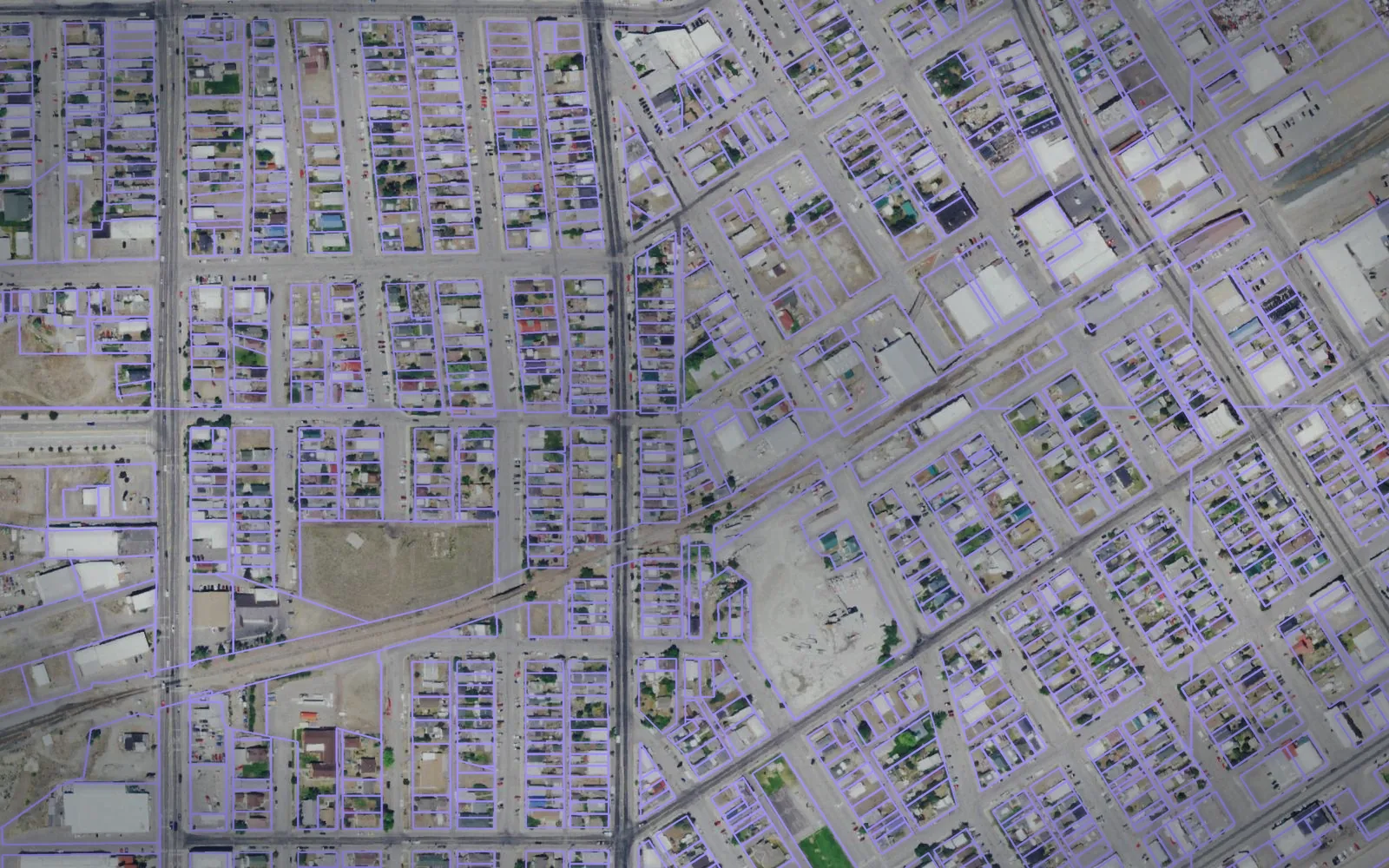 Parcel boundaries over aerial imagery of Silver Bow County, Montana