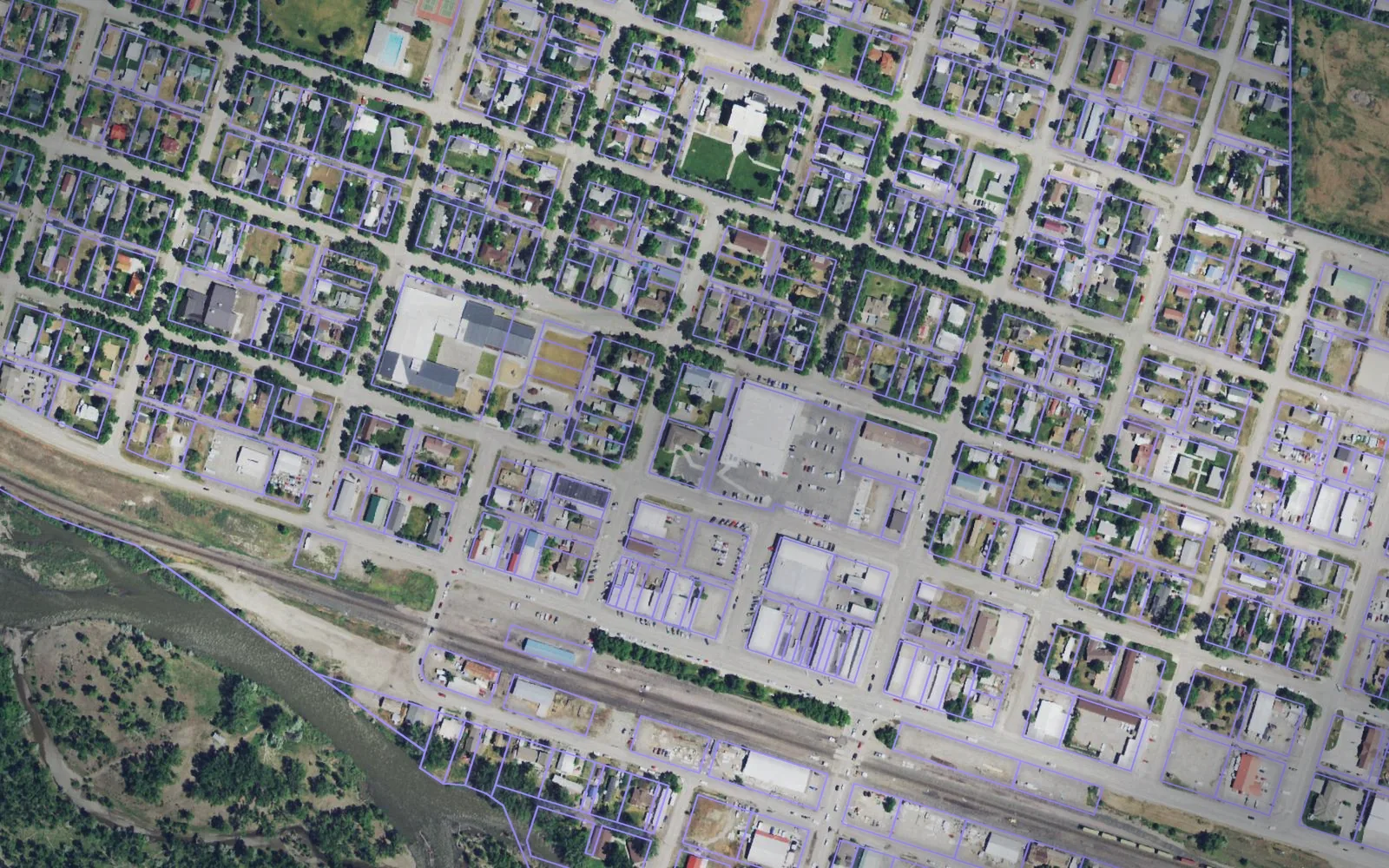 Parcel boundaries over aerial imagery of Stillwater County, Montana