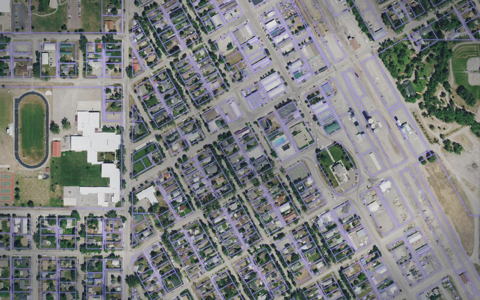 Parcel boundaries over aerial imagery of Teton County, Montana