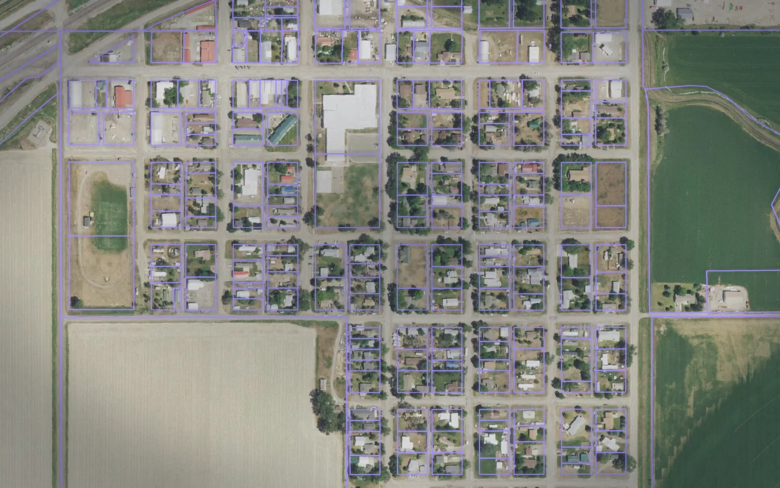 Parcel boundaries over aerial imagery of Treasure County, Montana