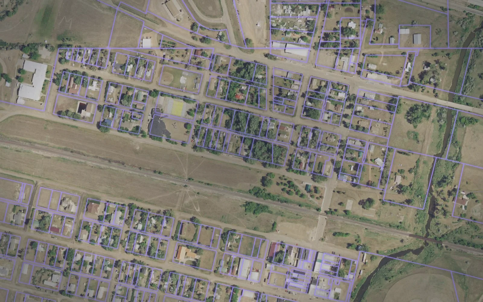 Parcel boundaries over aerial imagery of Wibaux County, Montana