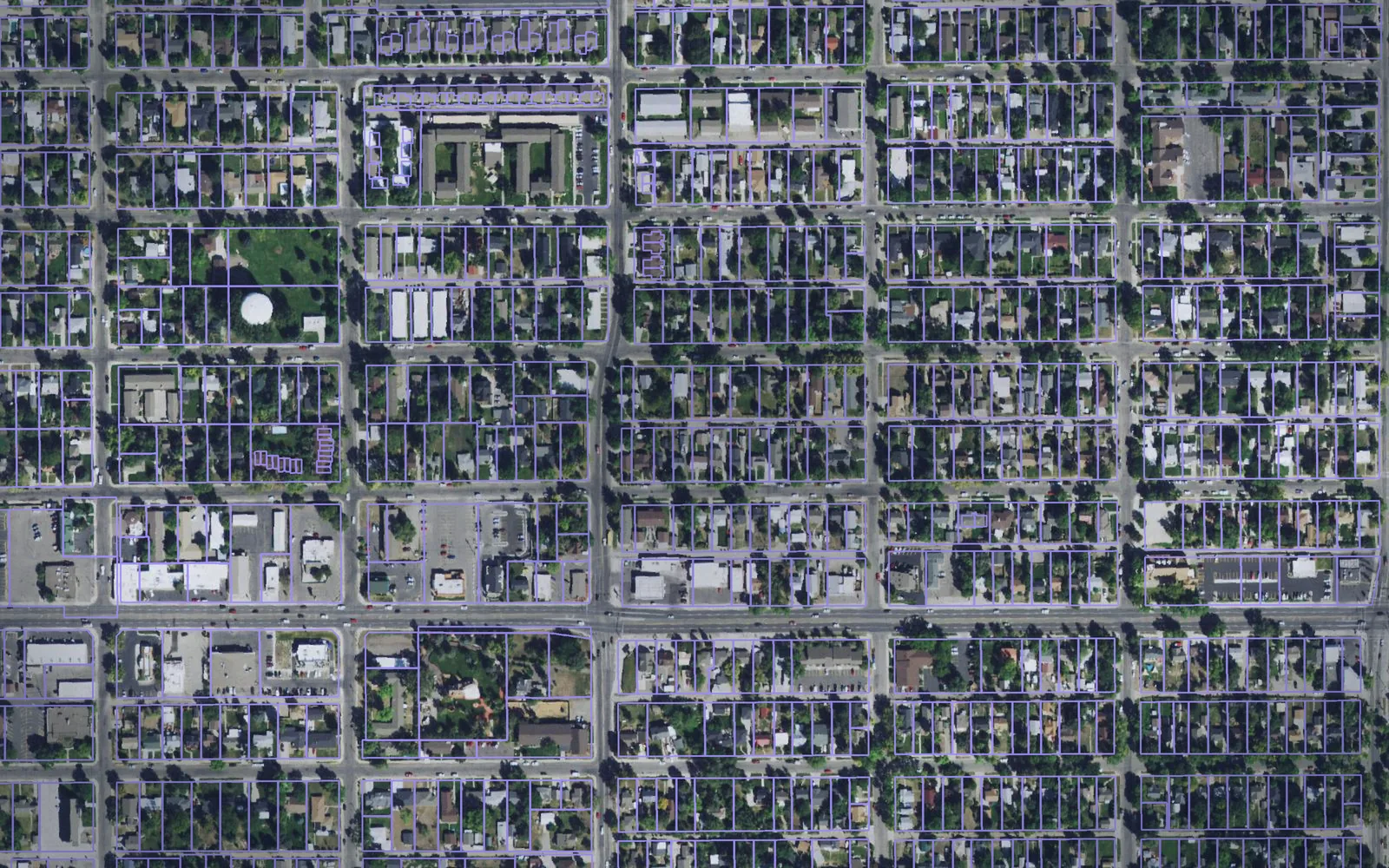 Parcel boundaries over aerial imagery of Yellowstone County, Montana