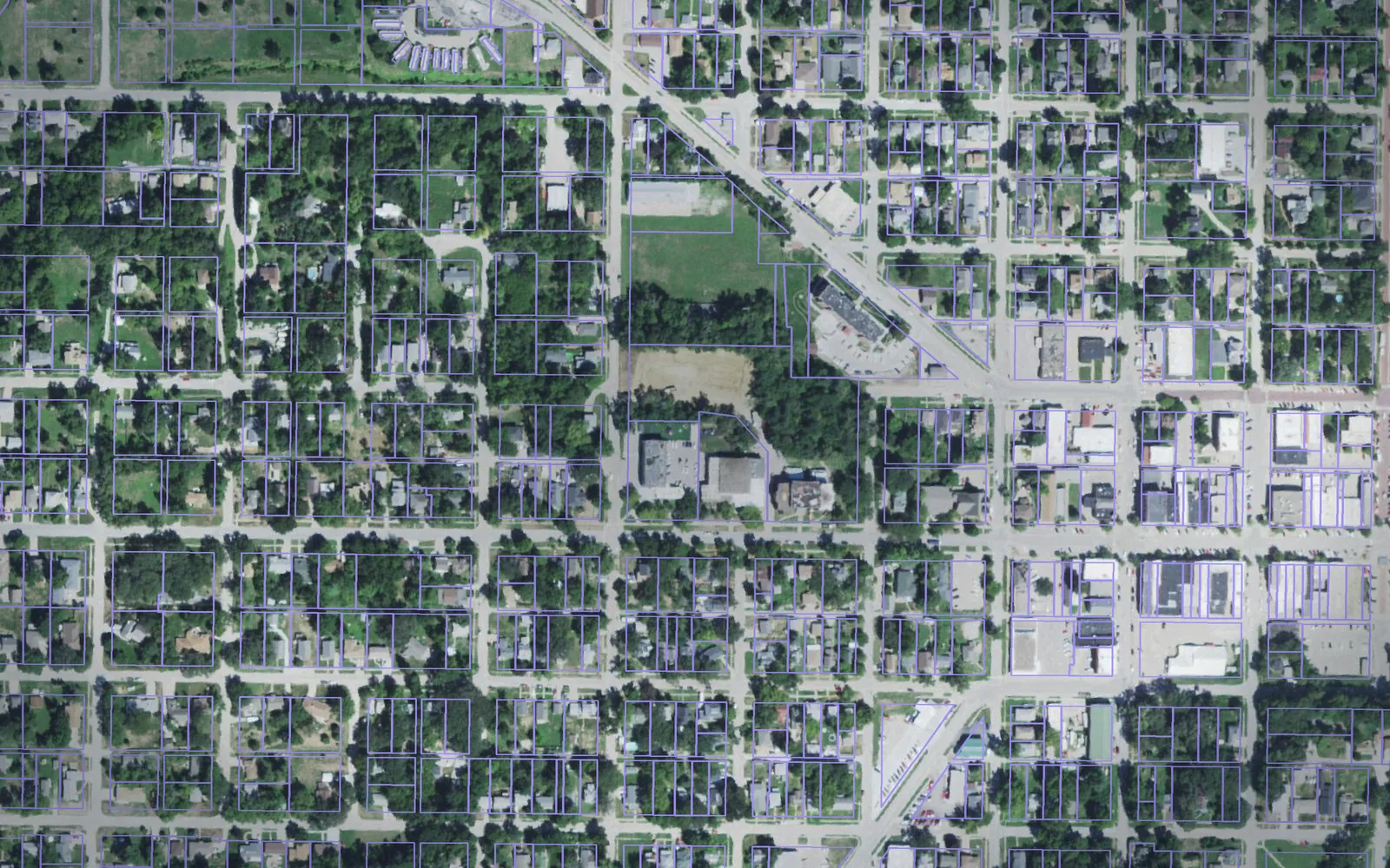 Parcel boundaries over aerial imagery of Cass County, Nebraska