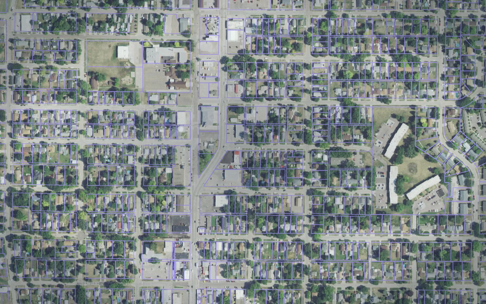 Parcel boundaries over aerial imagery of Dakota County, Nebraska
