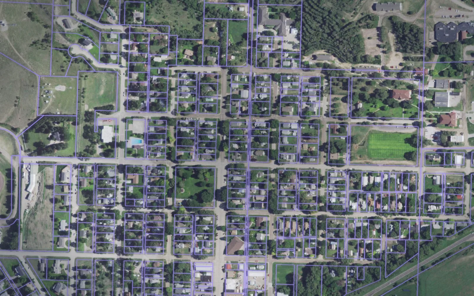 Parcel boundaries over aerial imagery of Frontier County, Nebraska