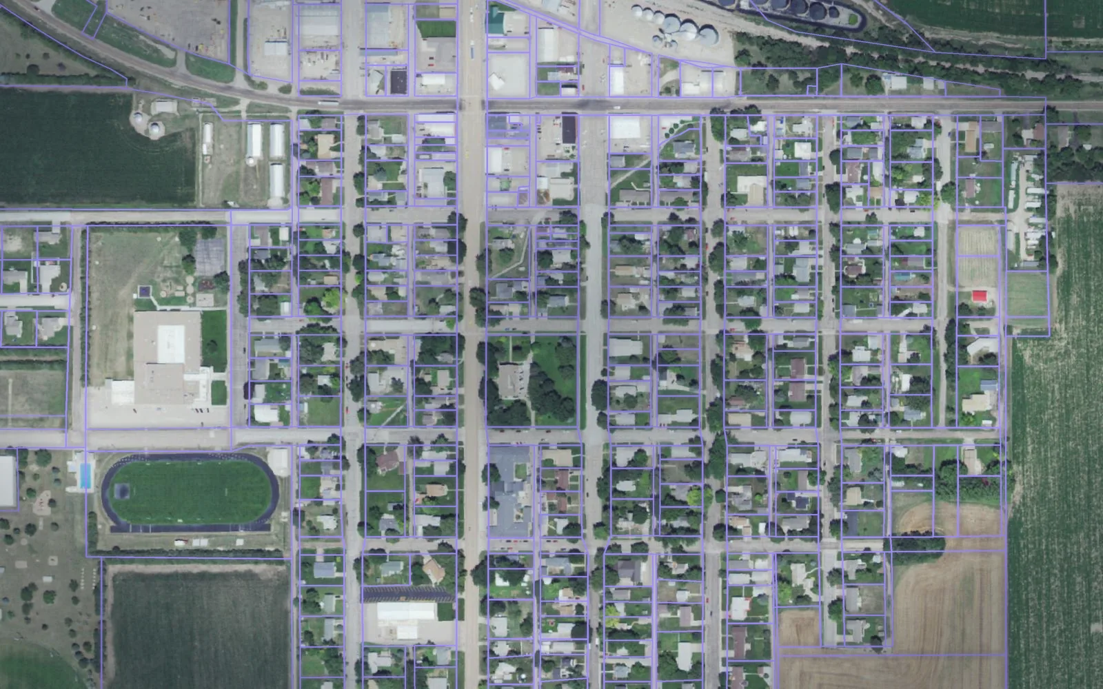 Parcel boundaries over aerial imagery of Gosper County, Nebraska