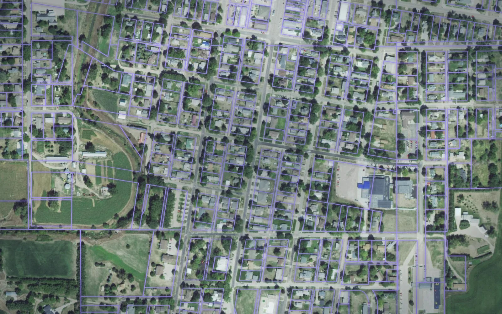 Parcel boundaries over aerial imagery of Knox County, Nebraska
