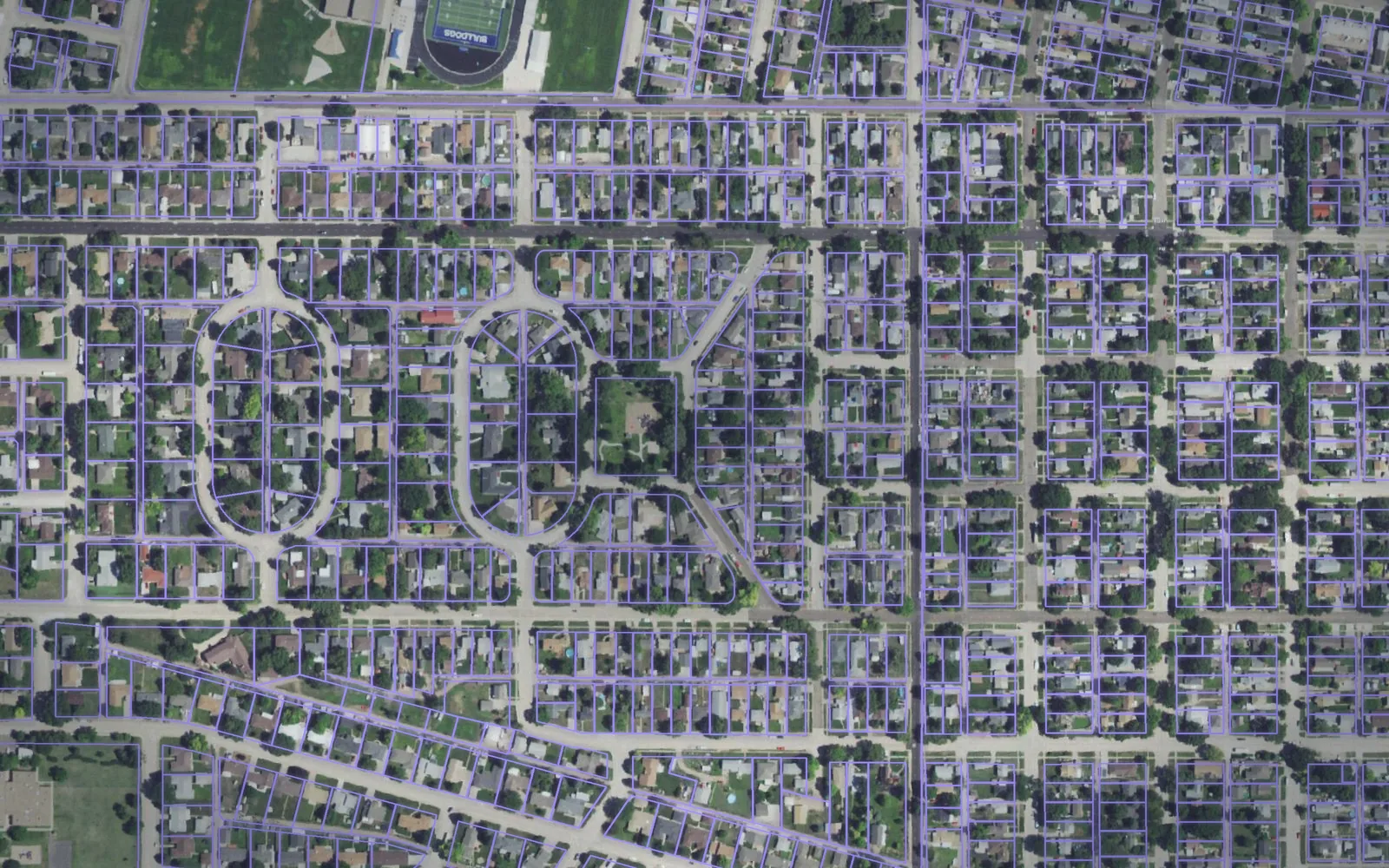 Parcel boundaries over aerial imagery of Lincoln County, Nebraska