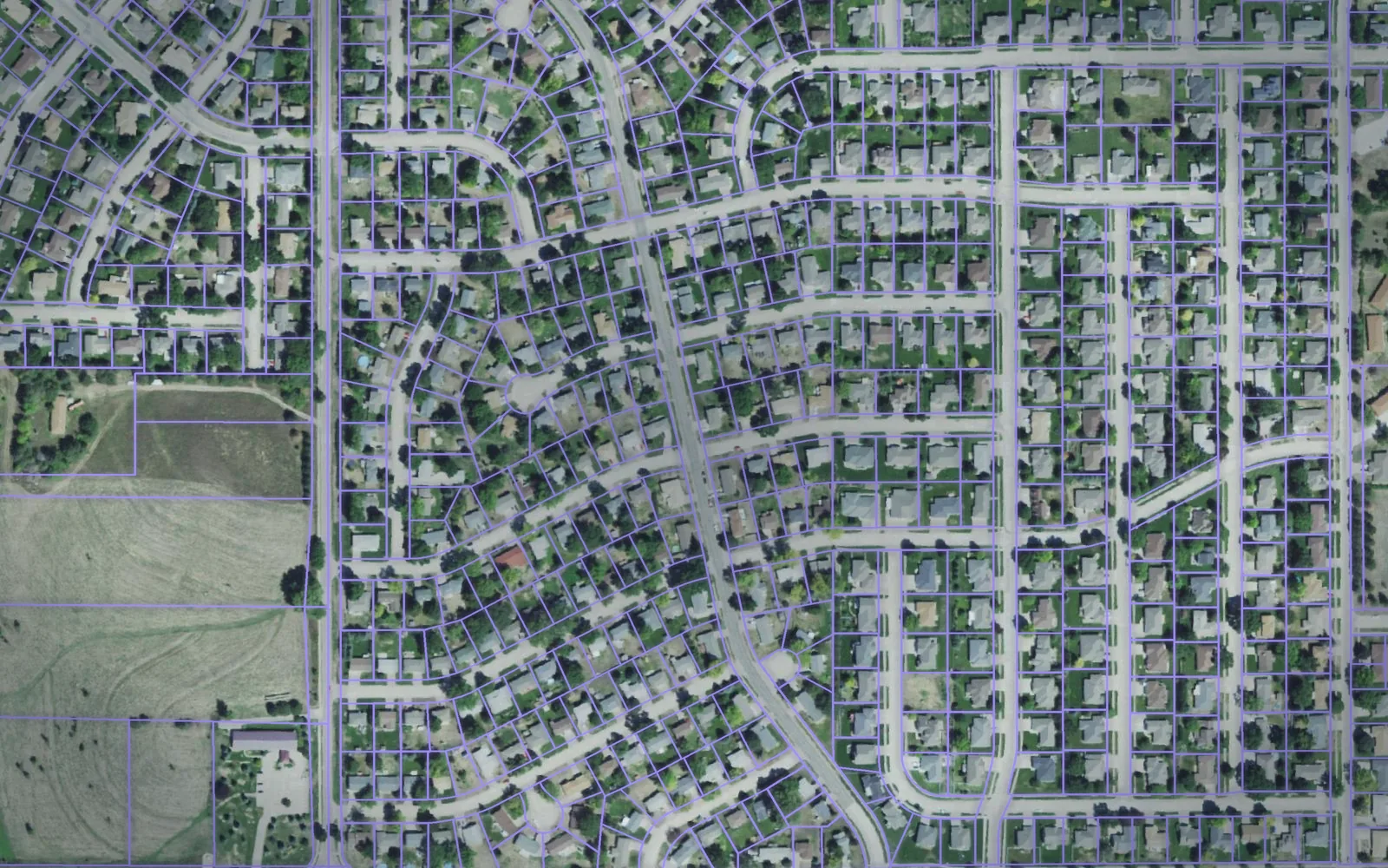 Parcel boundaries over aerial imagery of Madison County, Nebraska
