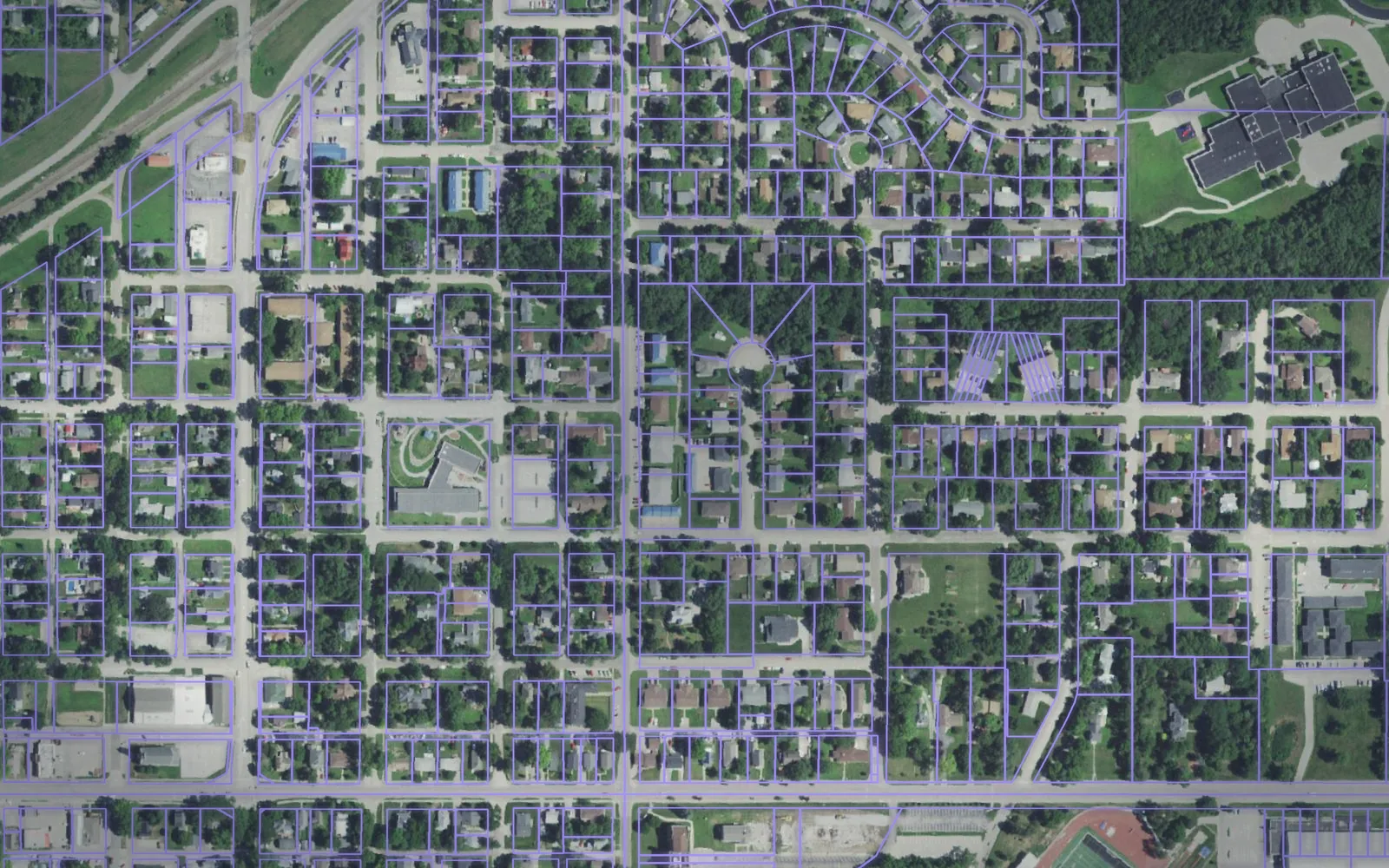 Parcel boundaries over aerial imagery of Saline County, Nebraska