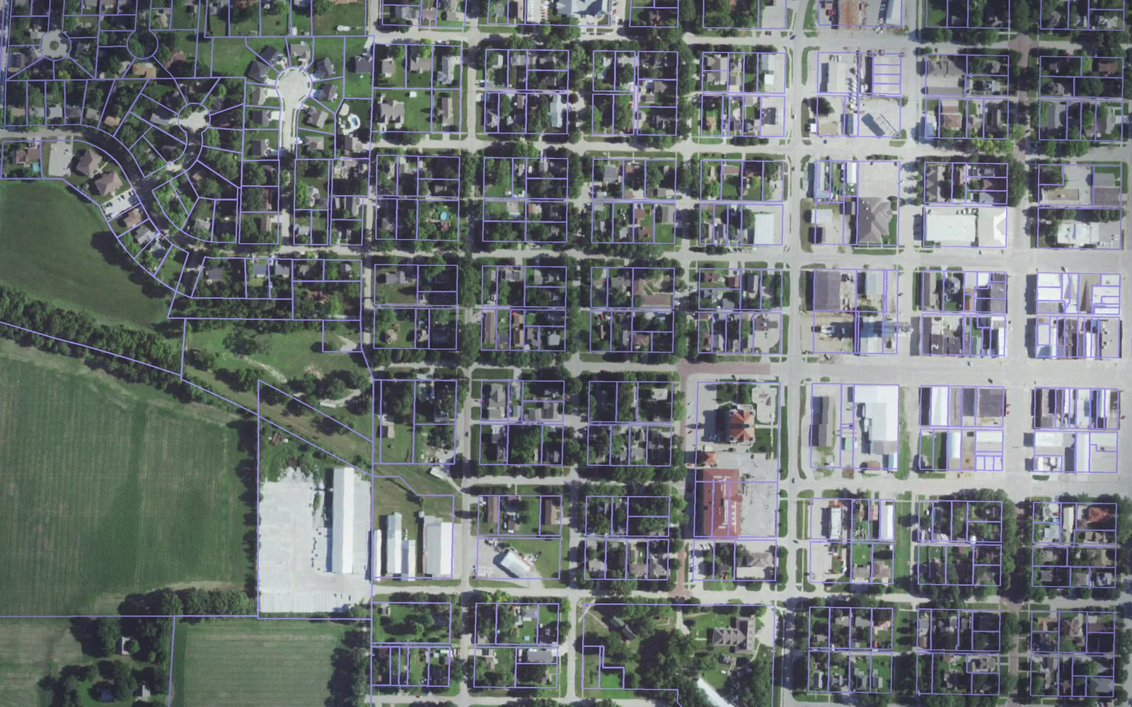 Parcel boundaries over aerial imagery of Saunders County, Nebraska