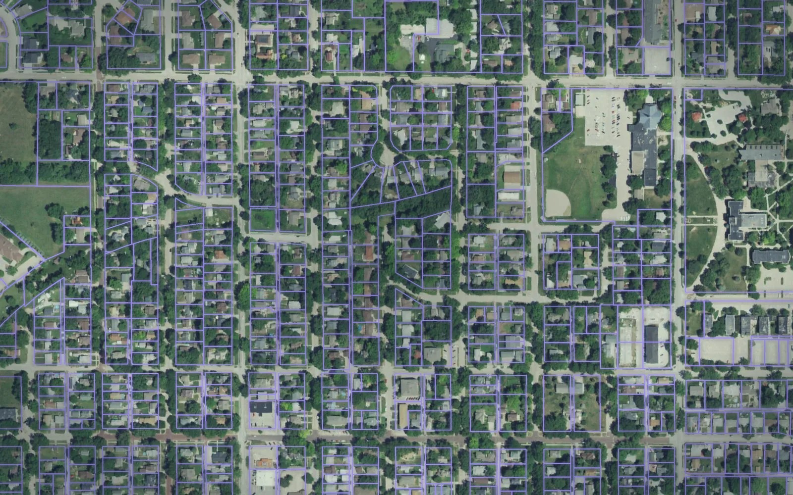 Parcel boundaries over aerial imagery of Seward County, Nebraska