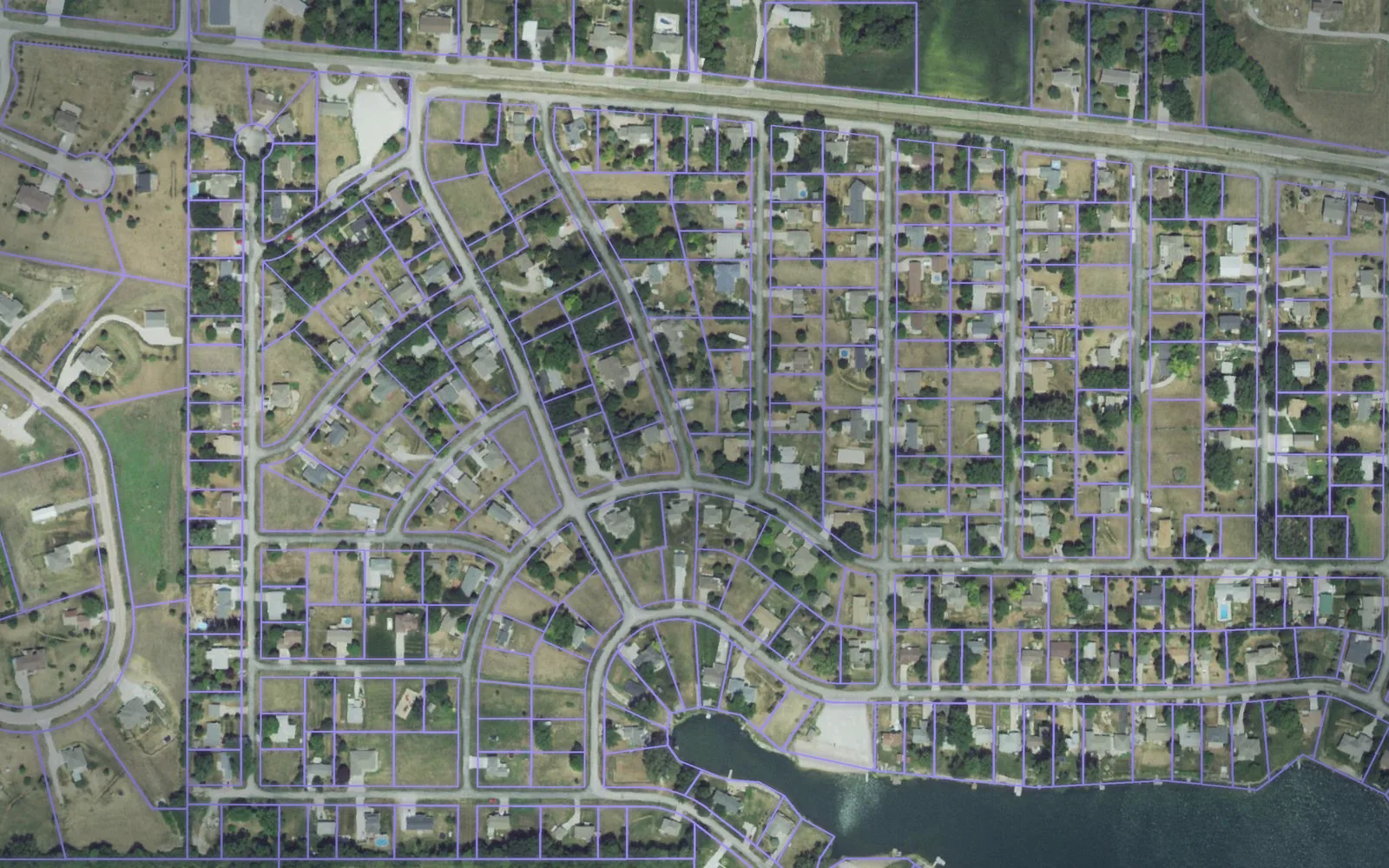 Parcel boundaries over aerial imagery of Washington County, Nebraska
