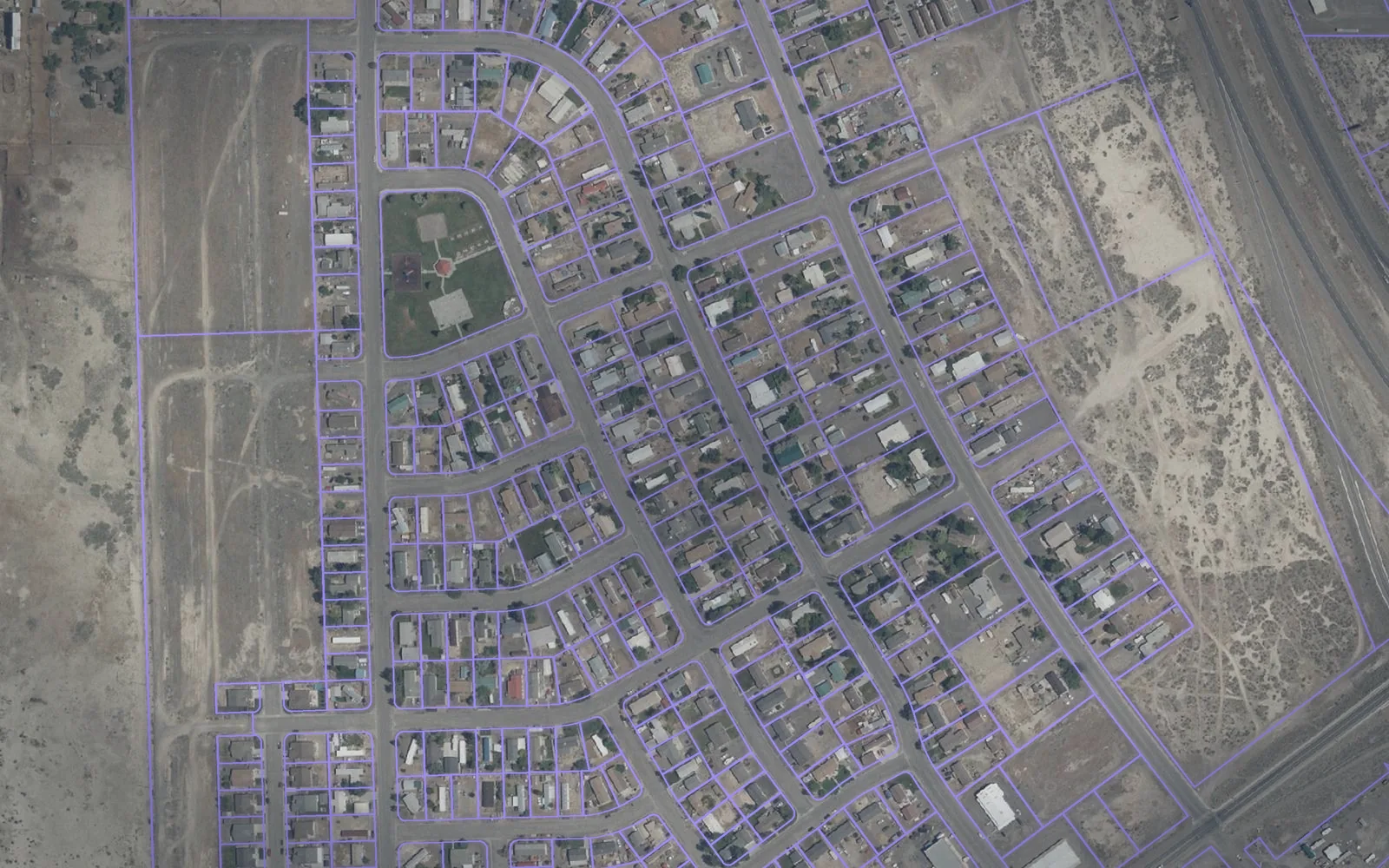 Parcel boundaries over aerial imagery of Lander County, Nevada