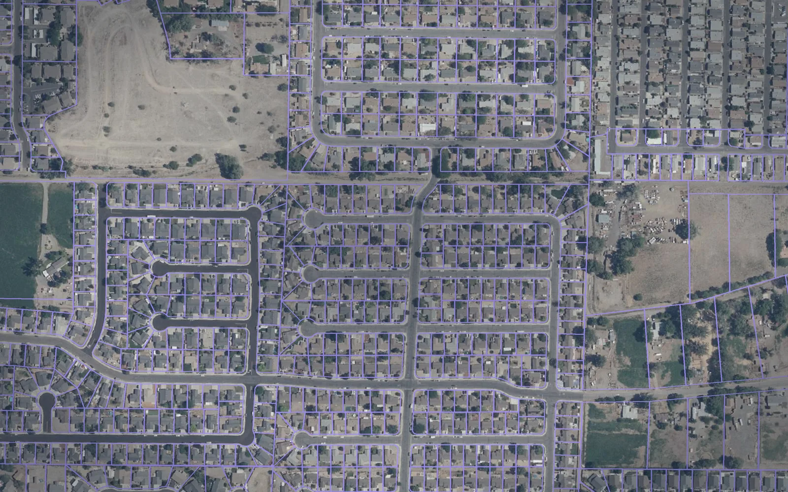 Parcel boundaries over aerial imagery of Lyon County, Nevada