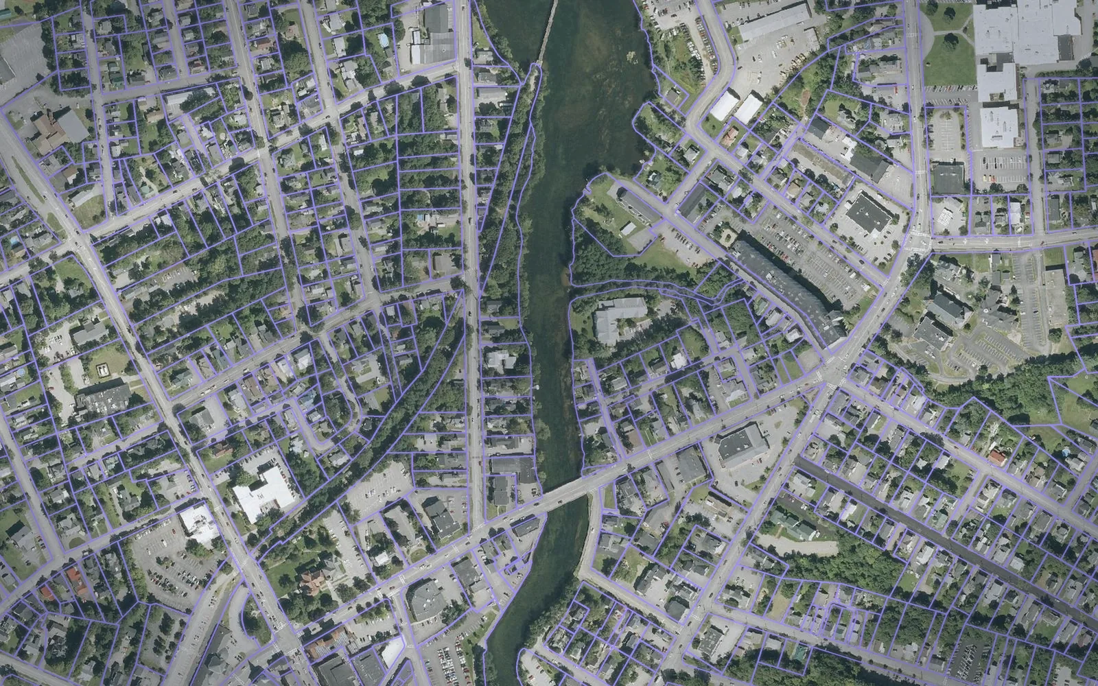 Parcel boundaries over aerial imagery of Belknap County, New Hampshire