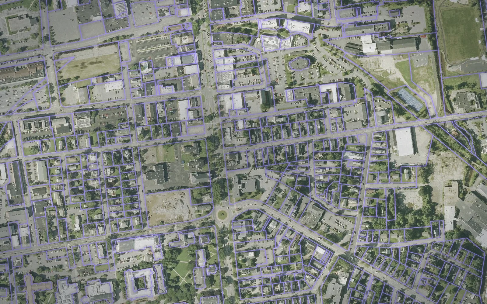 Parcel boundaries over aerial imagery of Cheshire County, New Hampshire