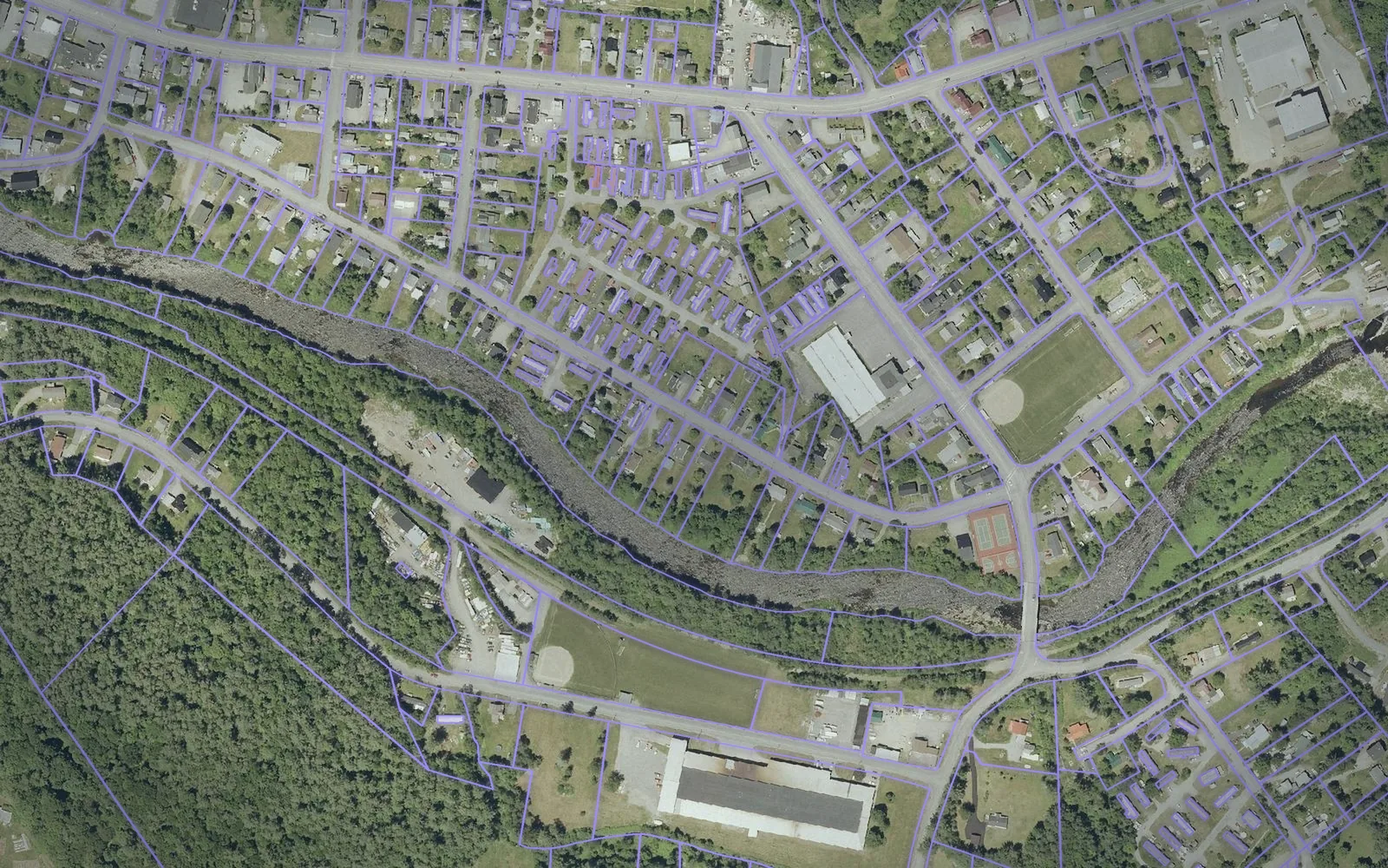Parcel boundaries over aerial imagery of Grafton County, New Hampshire