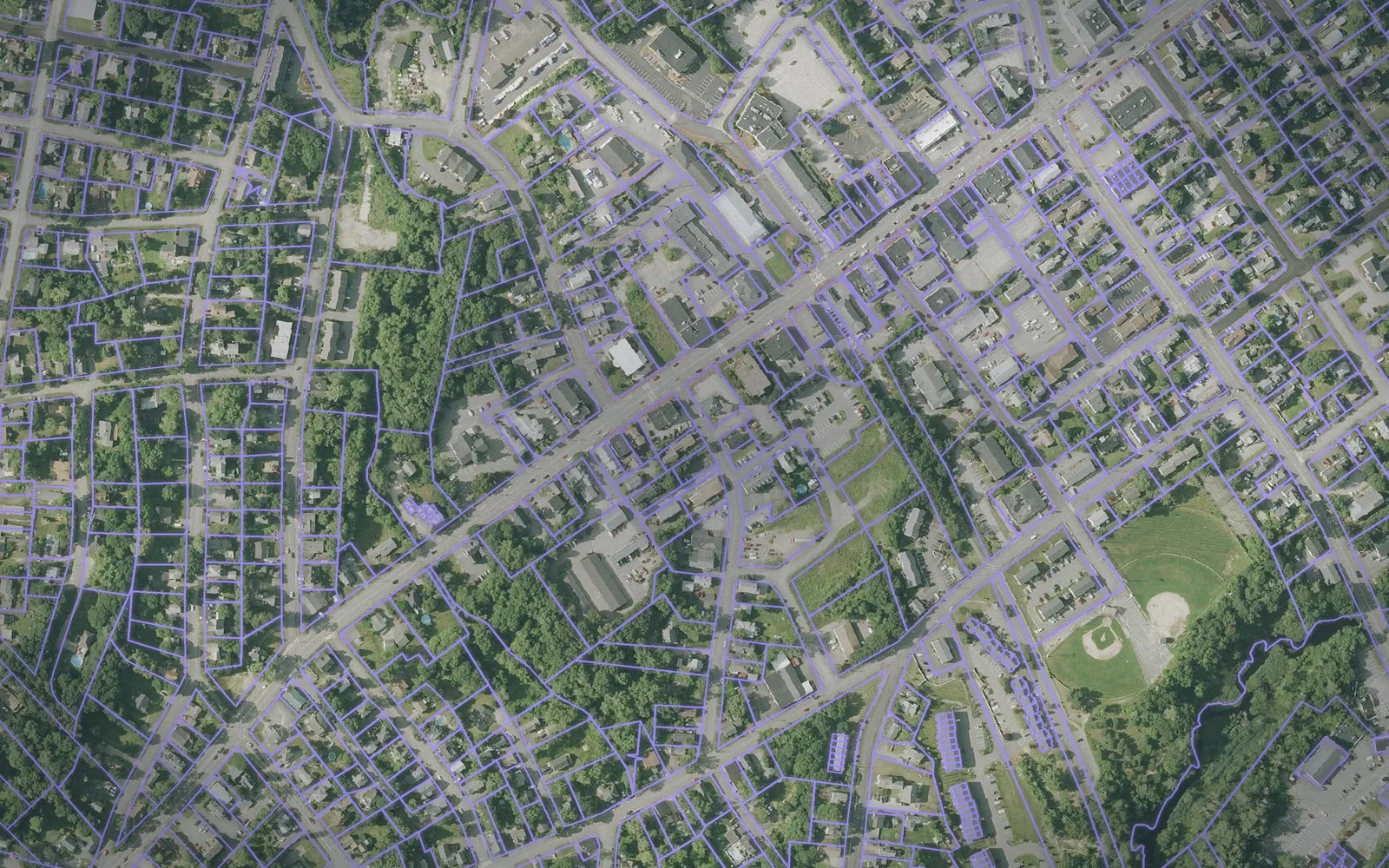 Parcel boundaries over aerial imagery of Rockingham County, New Hampshire