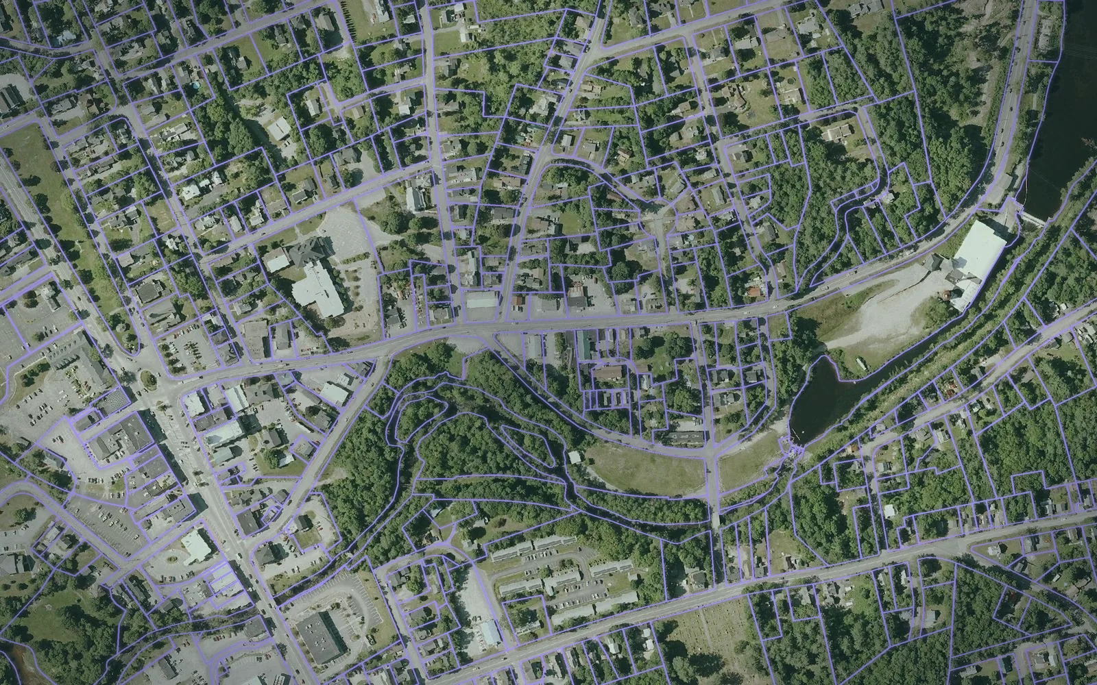 Parcel boundaries over aerial imagery of Sullivan County, New Hampshire
