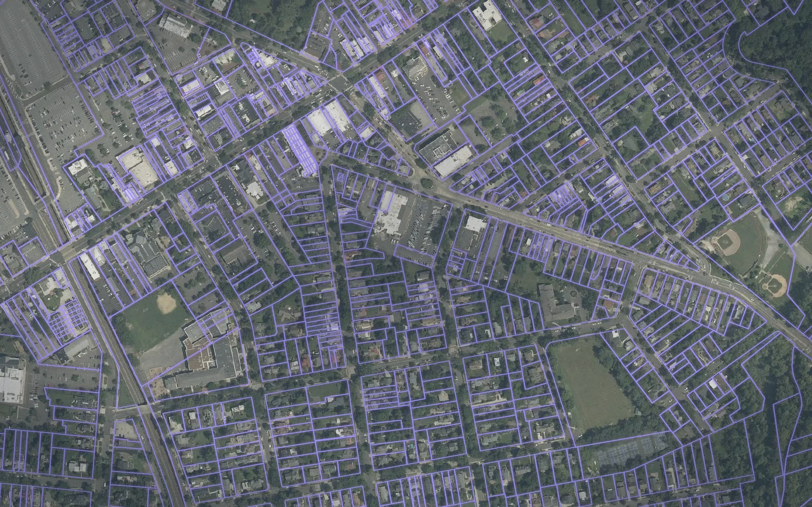 Parcel boundaries over aerial imagery of Camden County, New Jersey