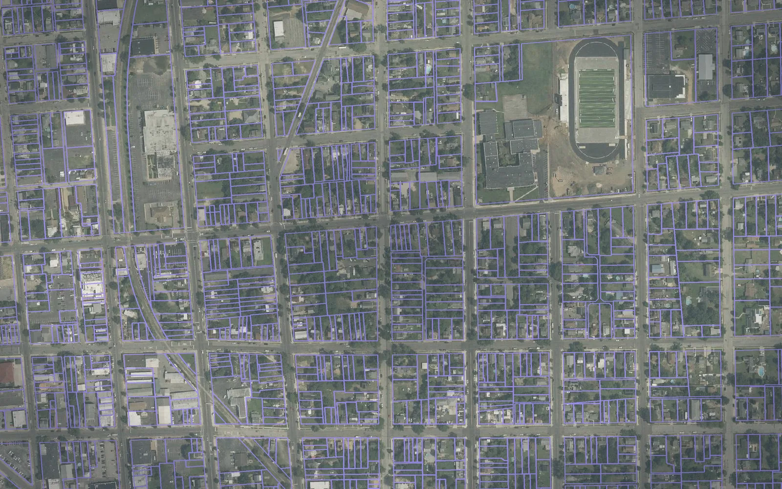 Parcel boundaries over aerial imagery of Cumberland County, New Jersey