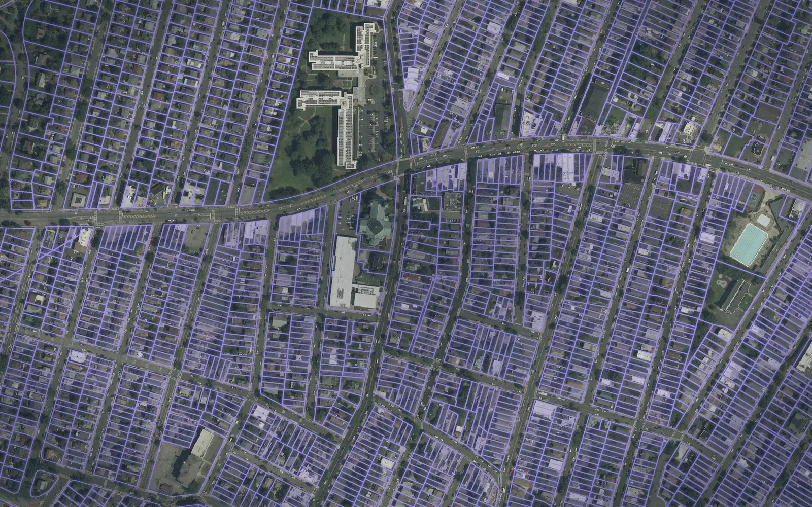 Parcel boundaries over aerial imagery of Essex County, New Jersey