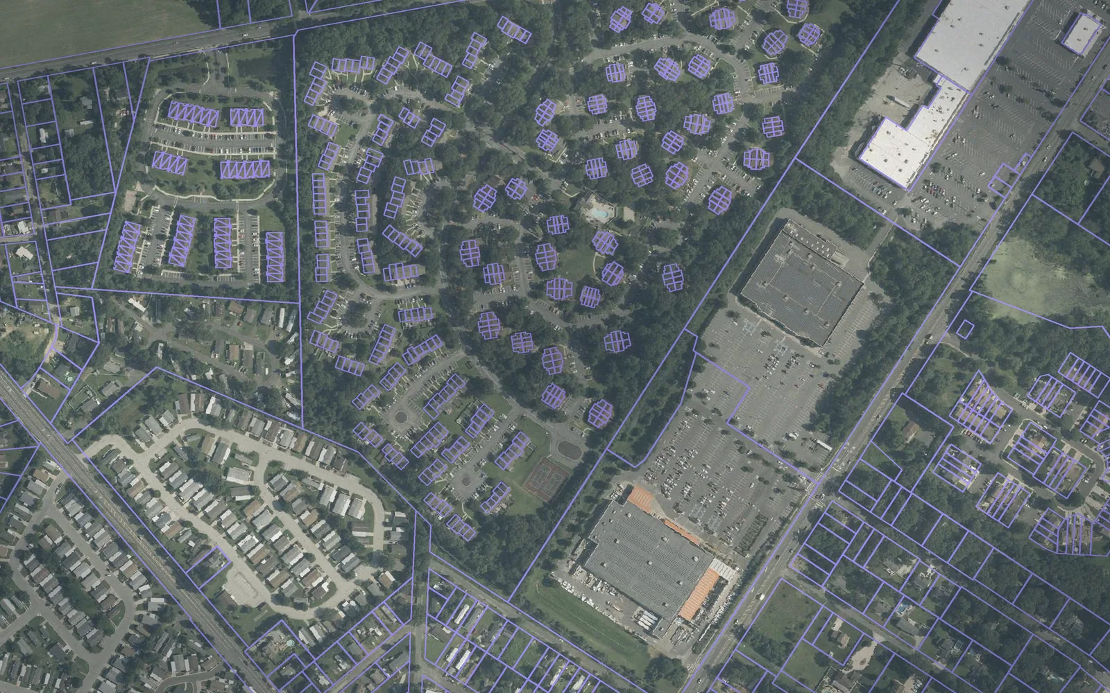 Parcel boundaries over aerial imagery of Gloucester County, New Jersey