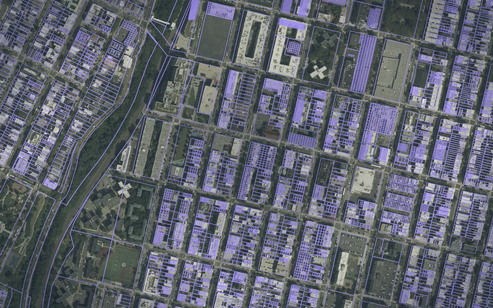 Parcel boundaries over aerial imagery of Hudson County, New Jersey
