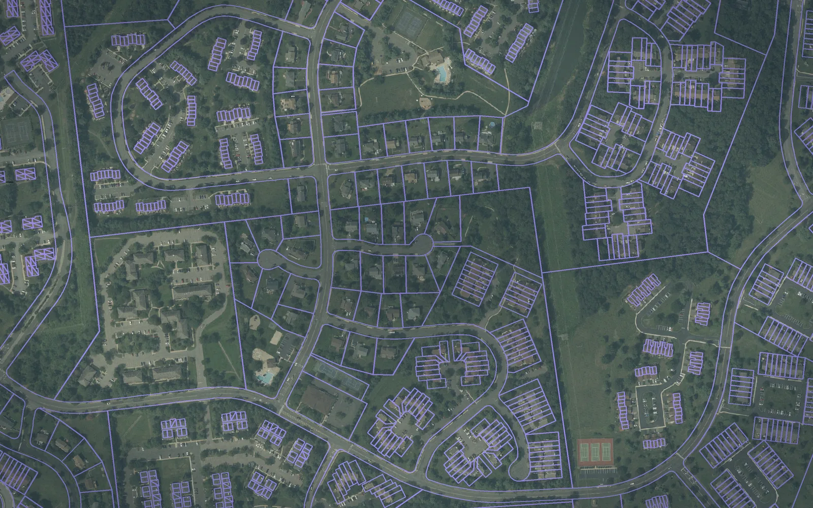 Parcel boundaries over aerial imagery of Hunterdon County, New Jersey