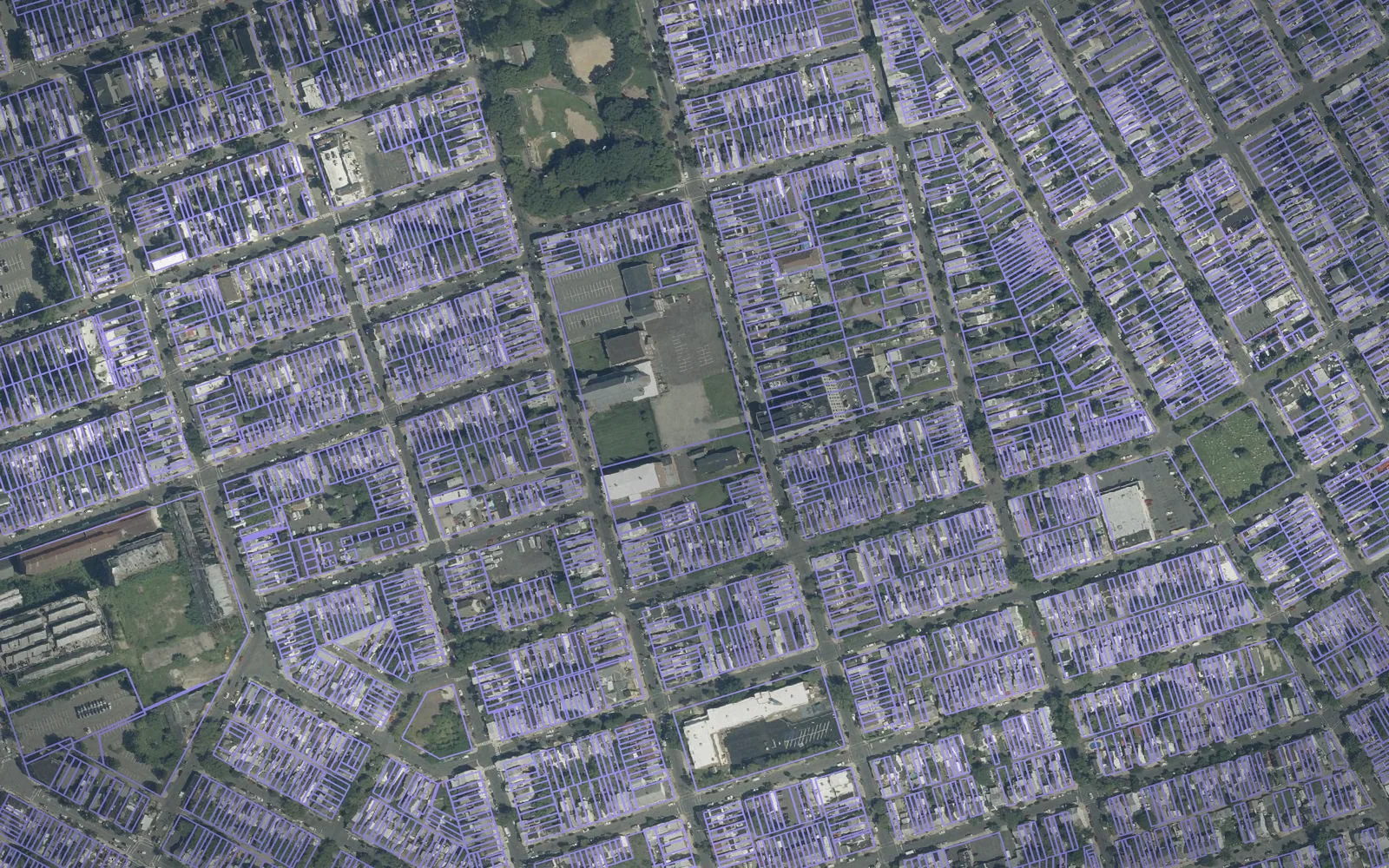 Parcel boundaries over aerial imagery of Mercer County, New Jersey