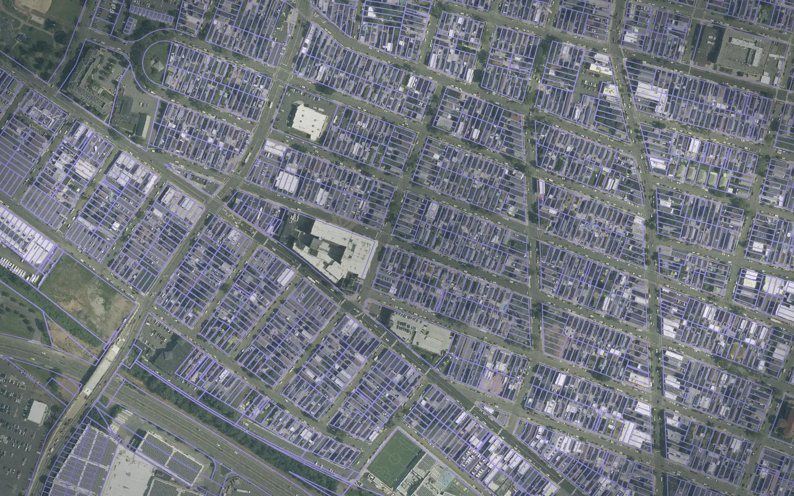 Parcel boundaries over aerial imagery of Middlesex County, New Jersey